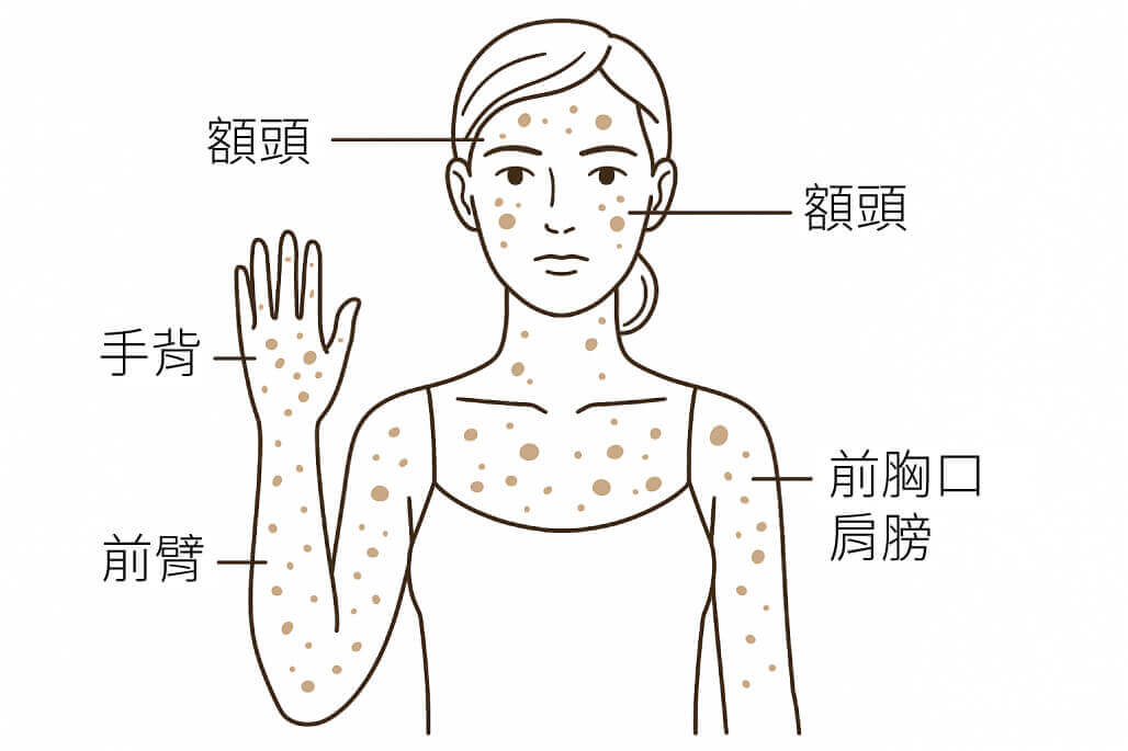老人斑常見出現部位